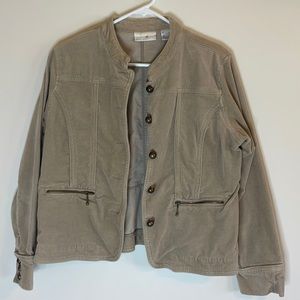 Preswick & Moore Womens 14 Petite 14P Tan Corduroy Button Jacket